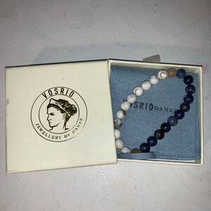 Women's VOSRIO White & Blue Beaded Bracelet One Size